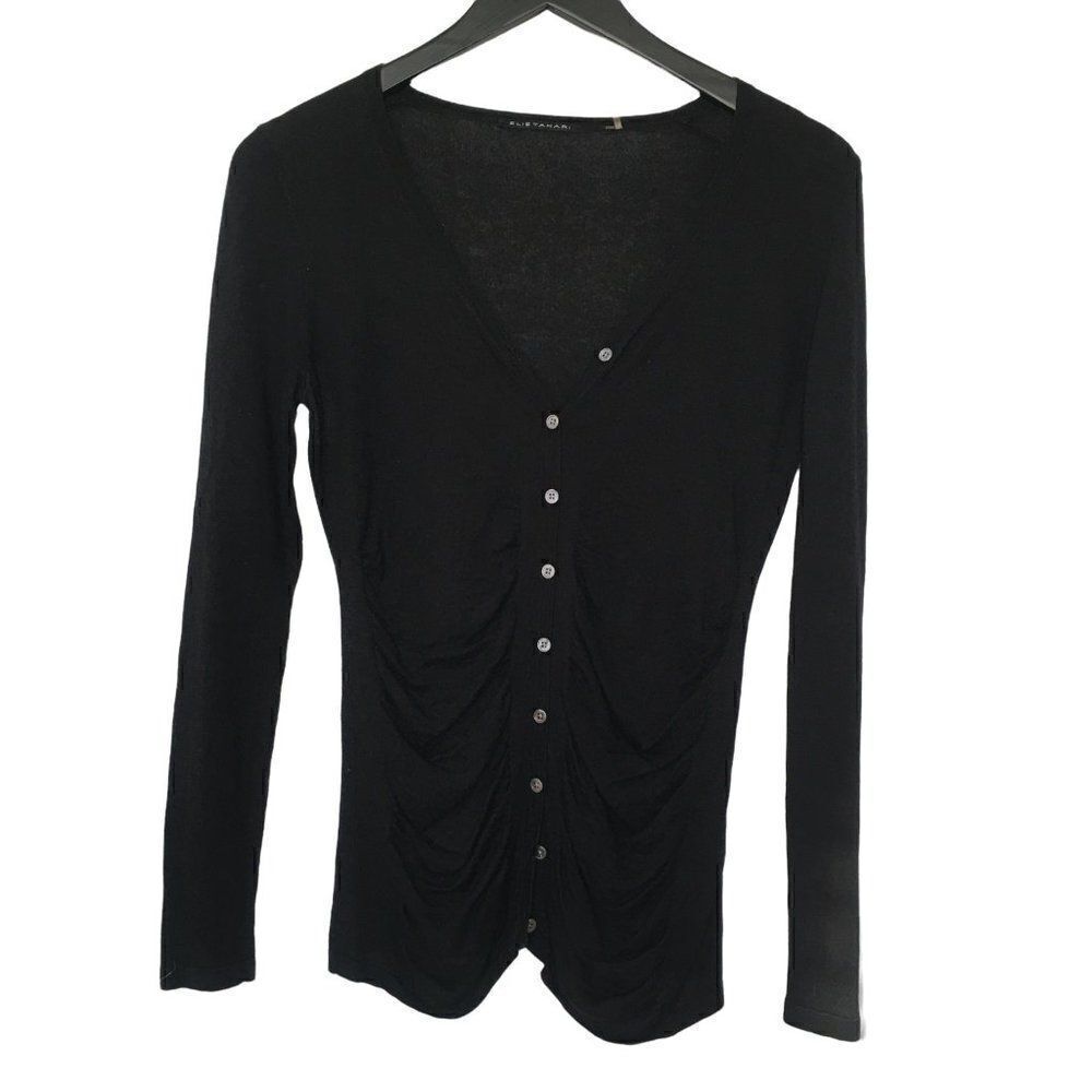 Elie Tahari  Brown V-neck Long Sleeve Sweater